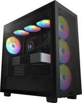 NZXT - H7 Flow RGB ATX Mid-Tower Case with RGB Fans - Black - £194.36 GBP