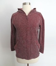 Hi-line by Madewell sz EXTRA SMALL burgundy red &amp; white full zip hood sweatshirt - £15.55 GBP