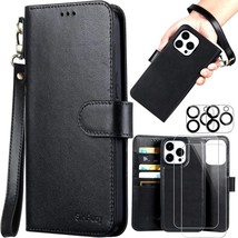 Genuine Leather for Apple iPhone 15 Pro Wallet Case with Card Holder - £59.63 GBP