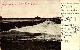 Undivided Back Real Photo POSTCARD- Wagon Bridge &amp; Falls, Little Falls, Mn BK49 - £3.16 GBP