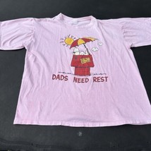 VTG Peanuts Snoopy T-Shirt Men’s L Dads Need Rest Single Stitch Pink Fathers Day - £22.06 GBP