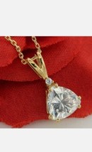 2 Ct Trillion Cut Simulated Diamond Solitaire Pendant 14k Yellow Gold Plated - £57.63 GBP