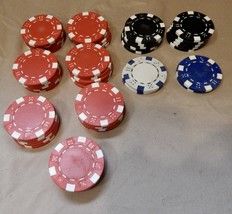 Poker Chips Black Red Blue White Striped Dice 11.5 Gram 49 Total 1 1/2&quot; ... - $9.49