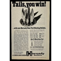 Hornady Boat Tail Vintage Print Ad 80s Hunting Bullets Tails You Win - £8.34 GBP