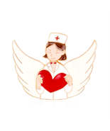 Red Enamel &amp; 18K Gold-Plated Nurse Wing Heart Brooch - £11.01 GBP