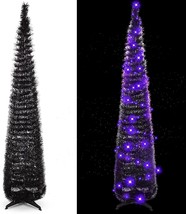Artificial Christmas Trees 5ft LED Lights Collapsible Tinsel Decor Xmas ... - £32.23 GBP