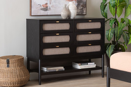 Marzenia Beige Fabric and Black Wood 6-Drawer Dresser - $9,401.32 MXN