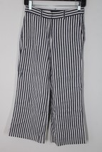 Theory 00 Blue White Stripe Inza Linen Blend Wide Leg Crop Pants - £28.00 GBP