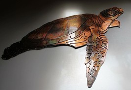 Aquatic Sea Turtle Metal Decor copper/bronze plated 17" x 10" - $42.73