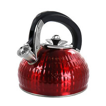 MegaChef 3 Liter Stainless Steel Stovetop Whistling Kettle in Red - £32.90 GBP
