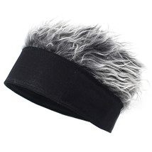 Saisifen Men Brimless Black Hat with Fake Hair Hip-hop Beanie Hat Gray Hair - £11.31 GBP
