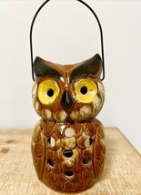 Vintage 6” Ceramic Owl VOTIVE CANDLE LANTERN - MCM HANG OR STAND 70s - $24.00