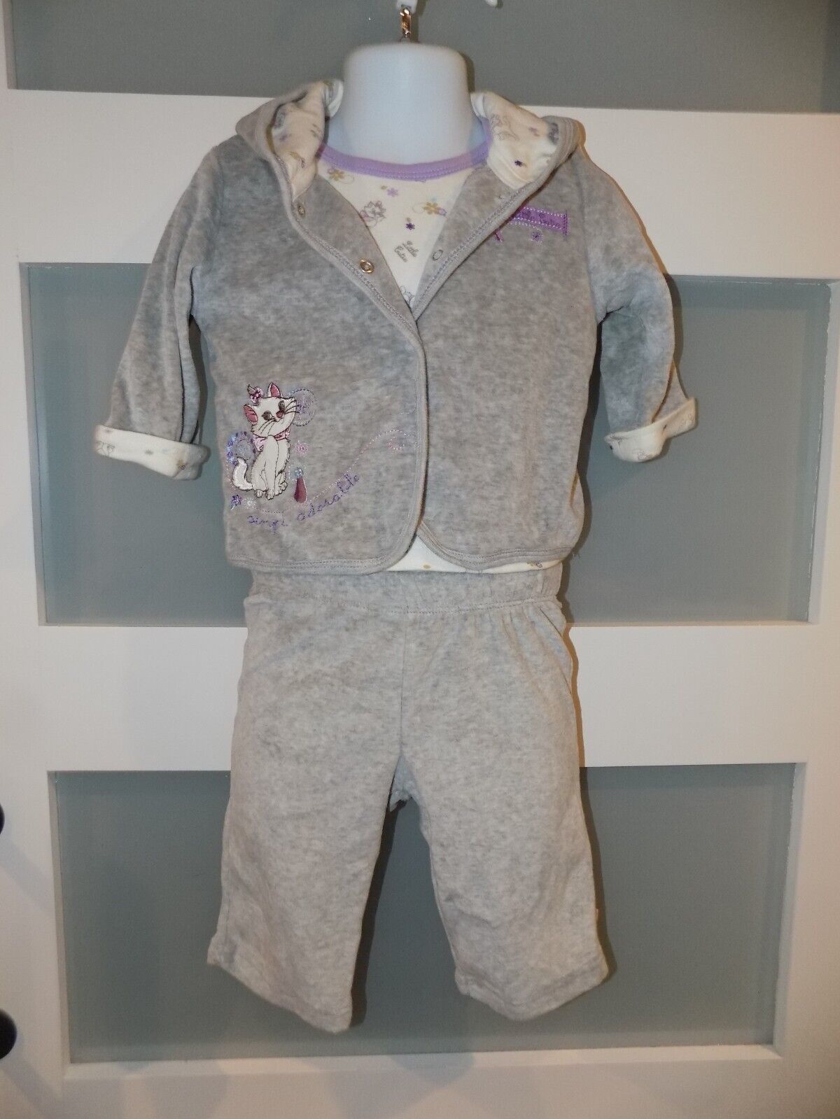 Disney 3 piece Gray Aristocats Maria Outfit Size 3/6 months Girl&#39;s NEW - $20.02