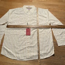 Y2K NEW Vintage Koman Khaki Paisley Striped Button Shirt Long Sleeve Men... - £11.85 GBP