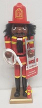 Wooden Christmas Nutcracker, 12&quot;, African American Male Firefighter,Merry Bright - £15.86 GBP