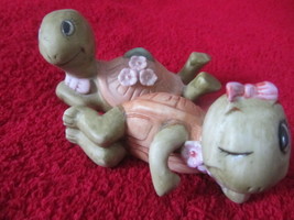 Norleans Japan Pair Turtle Figurines, Vtg Turtle Figurines, Boy &amp; Girl T... - $17.50
