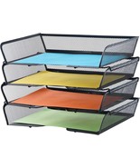 Mknana 4 Tier Mesh File Tray, Stackable Paper Tray, Desk Organizers And,... - $56.17 CAD