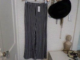 Chico&#39;s Wide Leg Palazzo Pull-on Pants Navy &amp; White Stripe NWT Chico&#39;s 2 M/L - £31.65 GBP
