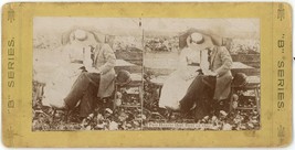 c1900&#39;s Real Photo Stereoview Card Two Hearts Beat as One.  Couple Kissing - £7.42 GBP