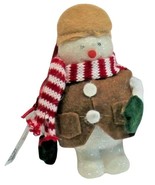 Christmas Ornament Snowman Fisherman Styrofoam Felt - £9.82 GBP