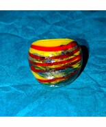 Gorgeous vintage yellow orange and gold size 7 glass ring - $37.62