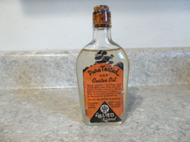 Vintage Pure Tested U S P Castor Oil Cork Bottle Allied Brand Chattanooga Tenn. - £12.55 GBP