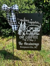 Custom Camping 12 x 18 Aluminum Engraved Etched Garden Flag Yard Sign Gift - £31.20 GBP