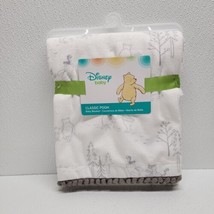 Disney Baby Classic Winnie the Pooh 30&quot; x 40&quot; White Gray Fleece Blanket - New! - £43.68 GBP