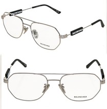 BALENCIAGA TAG 0117 Silver Black Unisex Eyeglass 57mm GG0117O Optical Frame 002 - £228.20 GBP