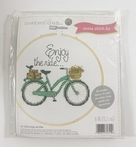 Counted Cross Stitch Kit Dimensions Bicycle 6&quot; Round &quot;Enjoy the Ride&quot; New - $111.90 MXN