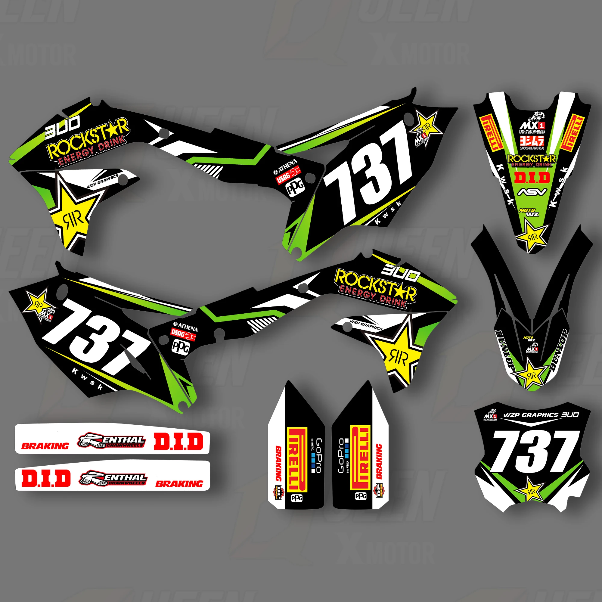  X MOTOR Custom Team Graphics Decals Stickers Kit   Decal 2016 2017 2018 KXF 450 - £270.23 GBP