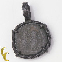 Roman Coin In Silver Antiqued Bezel Pendant, 4.9 GR/ 1.9CM Diameter - £112.40 GBP