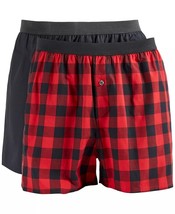 Club Room Men&#39;s 2-pk. Patterned &amp; Solid Boxer Shorts Black &amp; Red-Small 2... - $14.99
