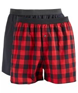 Club Room Men&#39;s 2-pk. Patterned &amp; Solid Boxer Shorts Black &amp; Red-Small 2... - $279.29 MXN