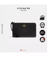 Coach Large Corner Zip in Crossgrain Leather Women's Wallet (Black) - $198.00
