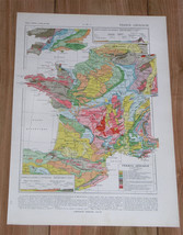 1925 Vintage Geological Map Of France - £16.85 GBP