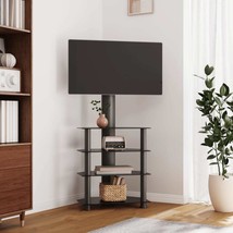 Corner TV Stand 4-Tiers for 32-70 Inch Black - £75.38 GBP