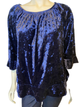 New Directions Navy Velveteen 3/4 Sleeve Scoop Neck Top, Women&#39;s Size M - £9.60 GBP