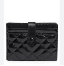 Kurt Geiger Drenched Quilted Black Patent Leather Multi Card Holder Bifold - $31.68