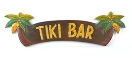 Hand Carved Tiki BAR Sign with Two Palm Trees 3D - £18.98 GBP
