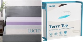 LUCID 3 Inch Lavender Infused Memory Foam Mattress Topper - Ventilated, Full - £79.61 GBP