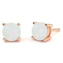 Opal 5mm Round Stud Earrings in 14k Rose Gold - £239.74 GBP