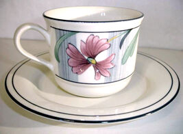 Lenox Poppies on Blue Botanical Tea Coffee Flat Cup &amp; Saucer Made in USA... - $13.76