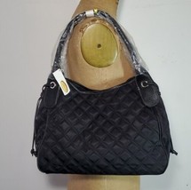 Talbots NEW Shoulder Bag Black Double Handles Leather Quilted Nylon Lightweight - $45.08