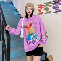 Mond ripped cartoon rabbit sweatshirt 2022 spring and autumn korean style loose fashion thumb200