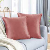 Misty Rose 18&quot;x18&quot; Throw Pillow Covers Set 2 Sofa Velvet Cushion Cases - £21.72 GBP
