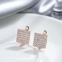 14K Gold Plated Elegant Stud Earrings with Zircon, Classic Unique Design - £34.94 GBP