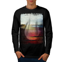 Summer Sunset View Tee Sandy Beach Men Long Sleeve T-shirt - £11.66 GBP