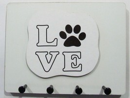 Dog Wall Mounted Keychain and Leash Rack with saying -&quot;LOVE with a PAW P... - £14.91 GBP