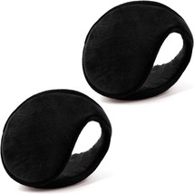 Ear Warmers 2PCS Unisex Fleece Thermal Windproof Earmuffs Winter Accesso (Black) - £9.36 GBP